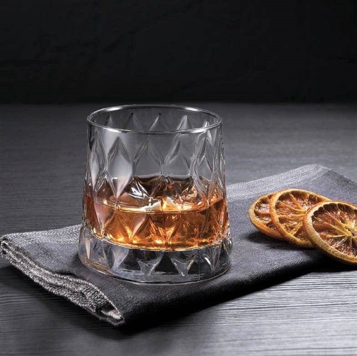 Melbify Leaf Textured Whiskey Glass | 300 ML | Crystal Whiskey Glass with Cut Work | Narrow Rim| Rum Glasses | Snifter Whiskey Glasses
