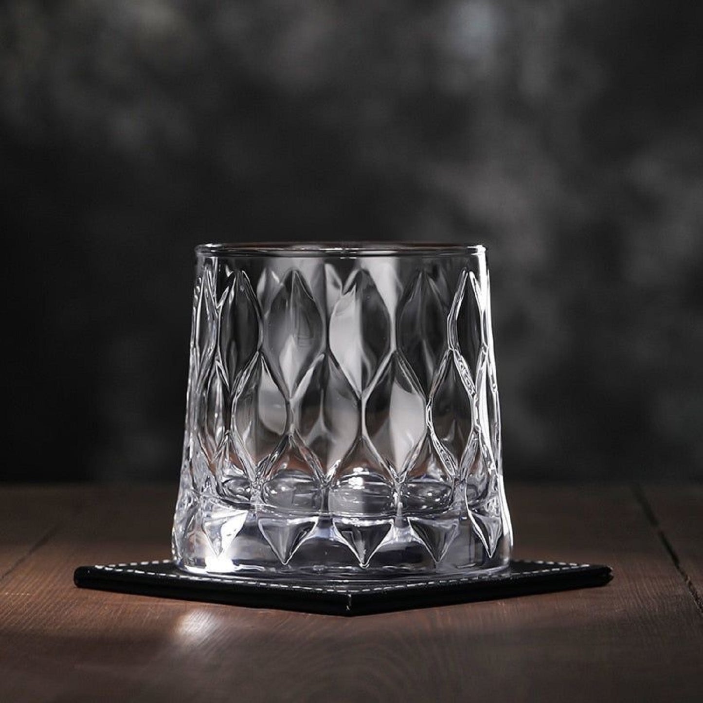 Melbify Leaf Textured Whiskey Glass | 300 ML | Crystal Whiskey Glass with Cut Work | Narrow Rim| Rum Glasses | Snifter Whiskey Glasses