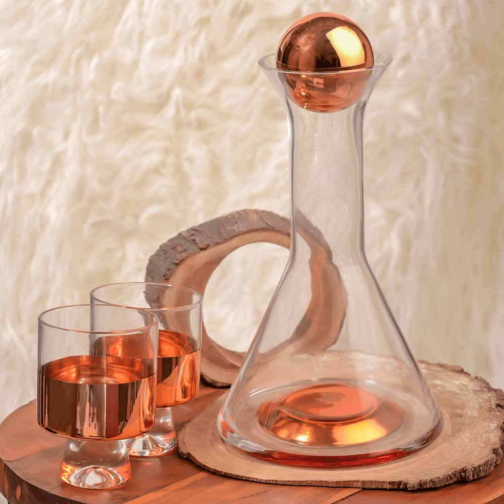 Rose Gold Decanter 1000 ml with 2 Glasses 300ml Set melbify