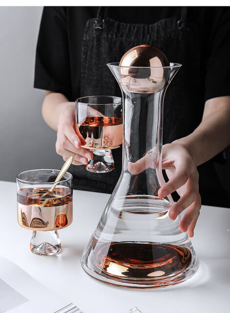 Rose Gold Decanter 1000 ml with 2 Glasses 300ml Set melbify