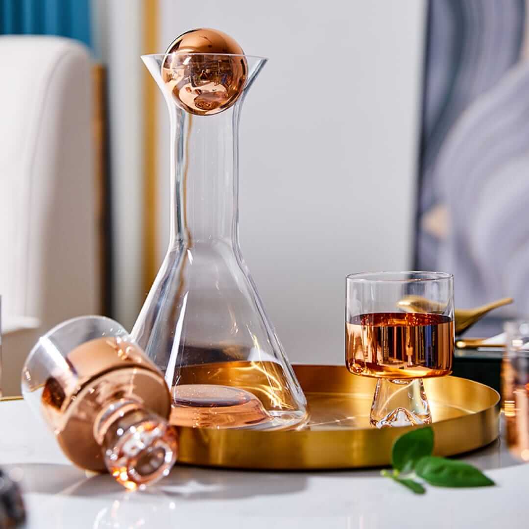 Rose Gold Decanter 1000 ml with 2 Glasses 300ml Set melbify