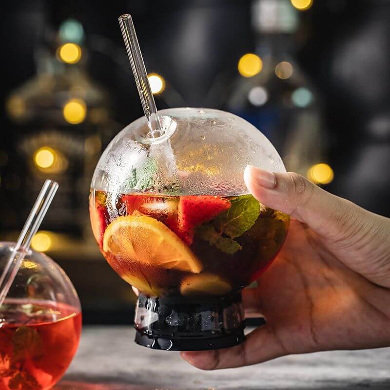 Fish Bowl Glass with Glass Straw 750ml melbify