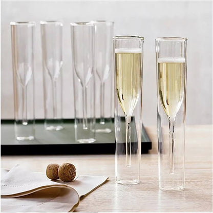 Doubled Walled Flute Glass Champagne Glass 200 ml, Set of 2 melbify