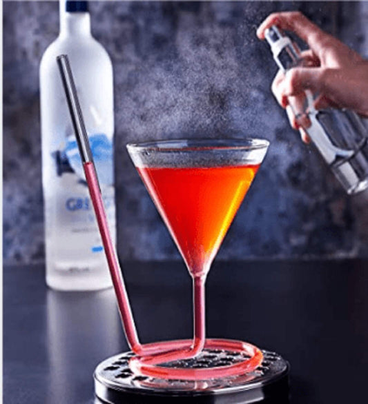 Roll Sip Martini Cocktail Glass with build in glass straw 200 ML melbify