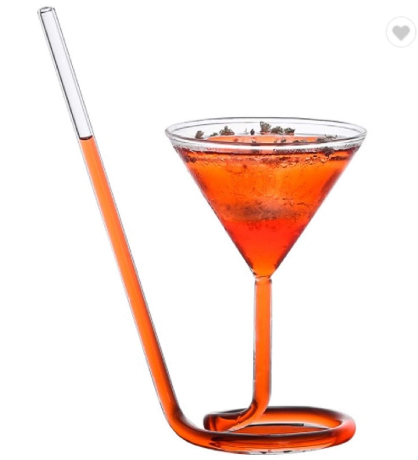 Roll Sip Martini Cocktail Glass with build in glass straw 200 ML melbify