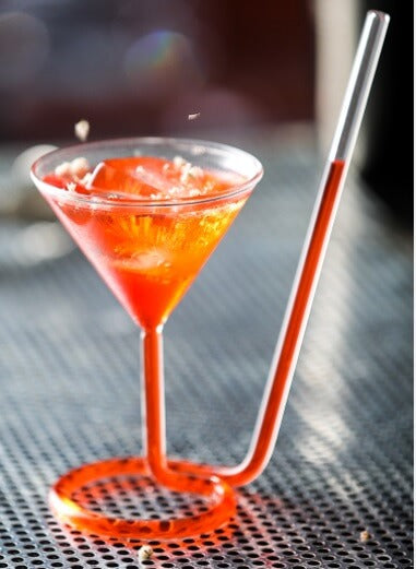 Roll Sip Martini Cocktail Glass with build in glass straw 200 ML melbify