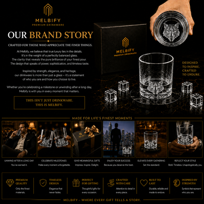 Melbify Plain Wolf Whiskey Glass | Animal Whiskey Glass | Premium | Unique | Big | Broad | Old Fashioned Whiskey Glass| Round Whiskey Glass with Thick Bottom | 300ml