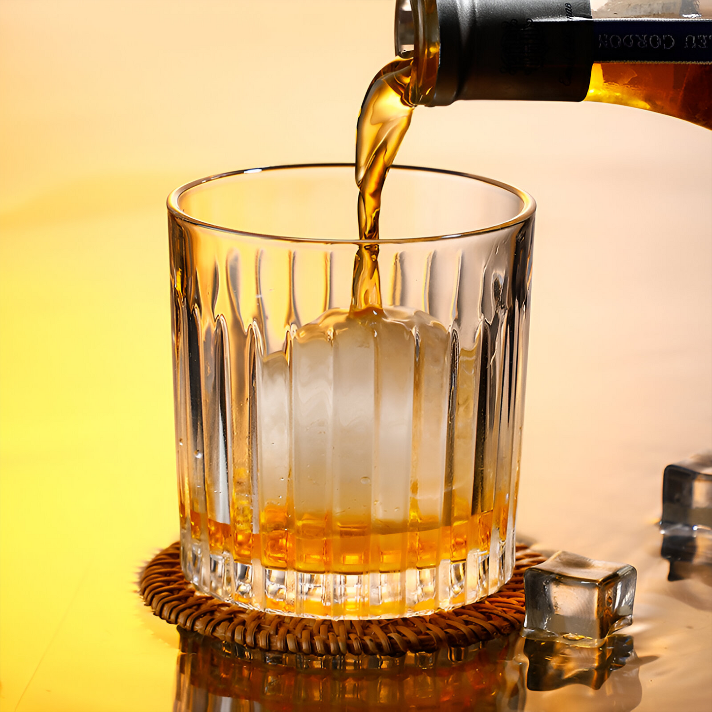 Melbify Ribbed Whiskey Glasses | Volume=310ml | Premium | Rock Glass | Perfect for Whiskey, Scotch, Rum, and Cognac