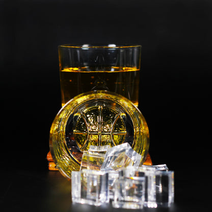 Melbify Basket Ball Whiskey Glass | 300 ml | Golden Plated Whiskey Glass| Premium | Unique| Big| Broad | Royal | High end| Expensive| Whiskey Glass Gift Set for Basket Ball Lovers