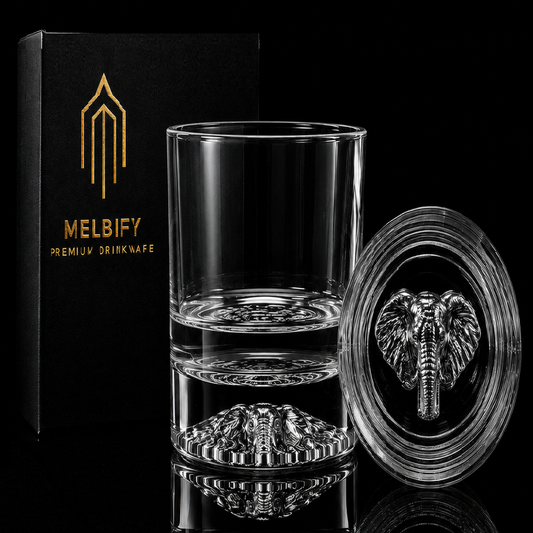 Melbify Plain Elephant Whiskey Glass | 300 ml | Premium | Unique| Big Size | Broad | Animal Whiskey Glass| Old Fashioned Whiskey Glass| High Ball Glass with Thick Bottom