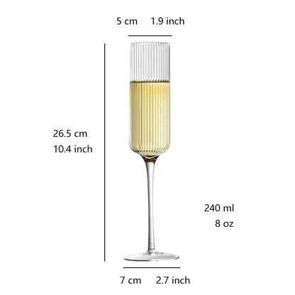 Melbify Ribbed Wine Glasses with Gold Rim | 200 ml | Luxury Wine Glass Set | Designer Wine Glasses| Unique Designer Wine Glasses Gift Pack| Designer Wine Glasses | Crystal Wine Glass