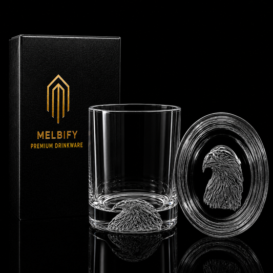 Melbify Plain Eagle Whiskey Glass |300 ml | Animal Whiskey Glass | Old Fashioned Whiskey Glass| Premium | Unique| Big| Broad | Round Whiskey Glass with Thick Bottom