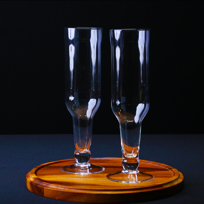 Melbify | Inverted Bottle Glasses | 300 ml | Hurricane Cocktail Glasses | Volume| Tall Cocktail Glasses with Straw |  Giant Juice Glasses | Mocktail Glasses | Cocktail Glass Set | Big Cocktail Glasses