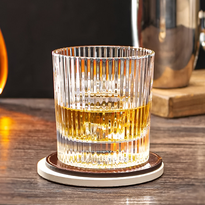 Melbify Ribbed Whiskey Glasses | Volume=310ml | Premium | Rock Glass | Perfect for Whiskey, Scotch, Rum, and Cognac