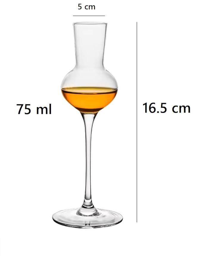 Melbify Nosing Glass with Stem | Volume 75ml | Wine, Whiskey, Brandy, Cognac Snifter | Crystal Glass | Large, Elegant Snifter for Cocktails