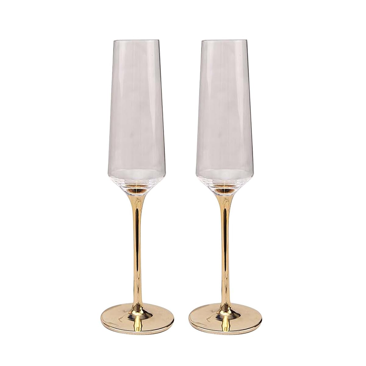 Melbify Gold Stem Champagne Glass | 300 ml | Imported Wine Glasses | Luxury Wine Glass Set | Fancy Designer Wine Glasses | Unique Gift Pack