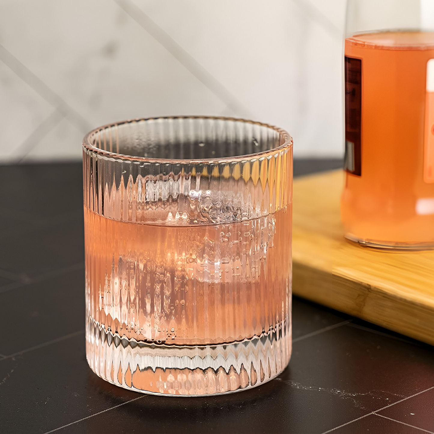 Melbify Ribbed Whiskey Glasses | Volume=310ml | Premium | Rock Glass | Perfect for Whiskey, Scotch, Rum, and Cognac