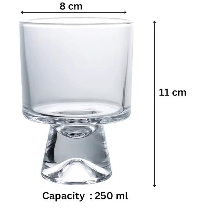 Melbify Raised Base Whiskey Glasses | 250ml | Artistic, Designer, Elegant | Large, Heavy, Premium Crystal Whiskey Glasses for Men| Serves Whiskey, Vodka, Cocktails