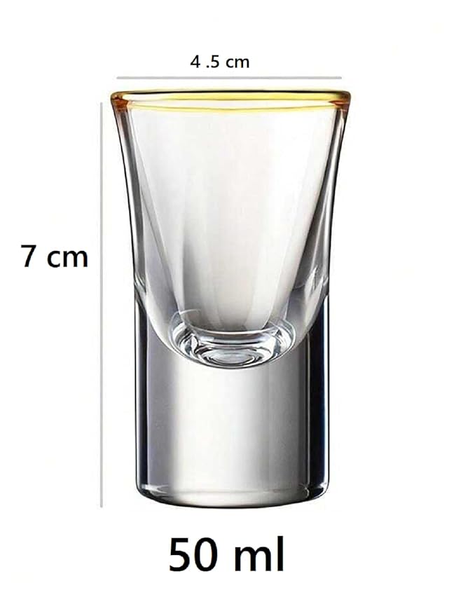 Luxury Gold Rim Shot Glasses | Set of 4 | 50ml | Tequila Glasses | Vodka Shot Glass Set | Jagermeister Shot Glasses| Party Shot Glasses