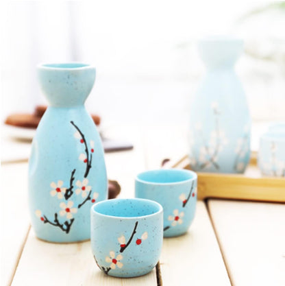 Melbify Japanese Ceramic Sake Serving Set | 1 Pot + 4 Cups| Pot(180 ml) & Cup(45 ml)| Tokkuri Carafe & Cups | Sake Glasses for Drinking | Gift Packing