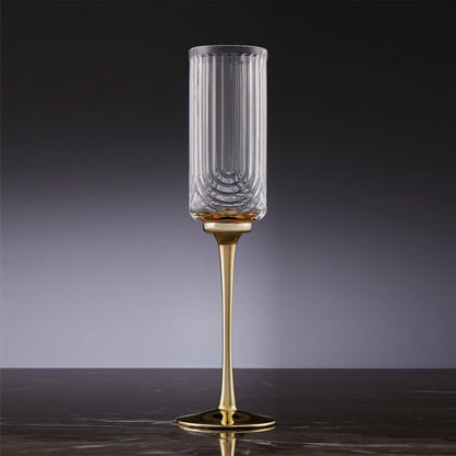 Melbify Gold Stem Wine Goblet | 250 ml | Wide Mouth Crystal Wine Glasses | Luxury Wine Glass Set | Fancy Designer Wine Glasses | Unique Gift Pack