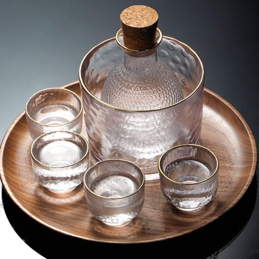 Japanese Sake Glass Set with Chiller Bowl | 6 Pcs Set | Bowl(600ml),Carafe(300ml) & 4 Cups(60 ml)