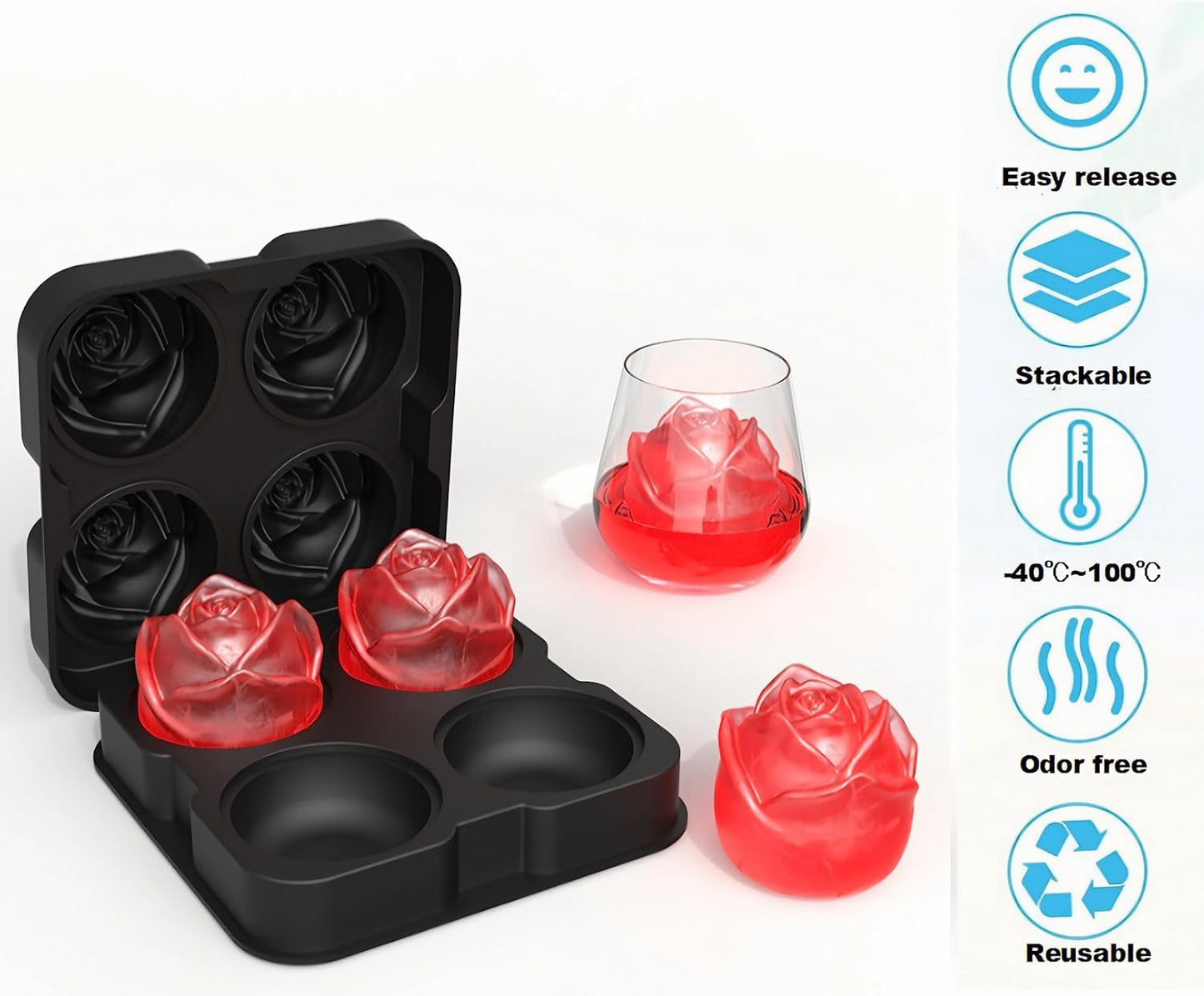 Rose Flower Shape Ice Cube Tray