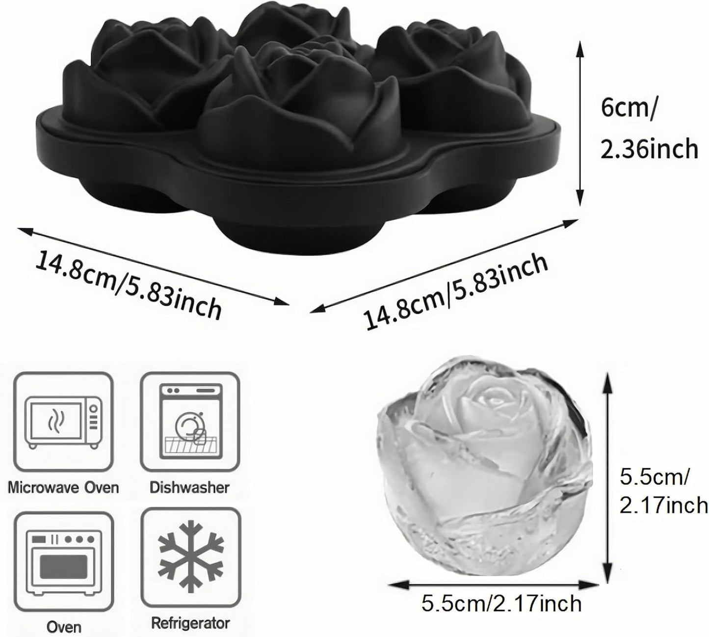 Rose Flower Shape Ice Cube Tray