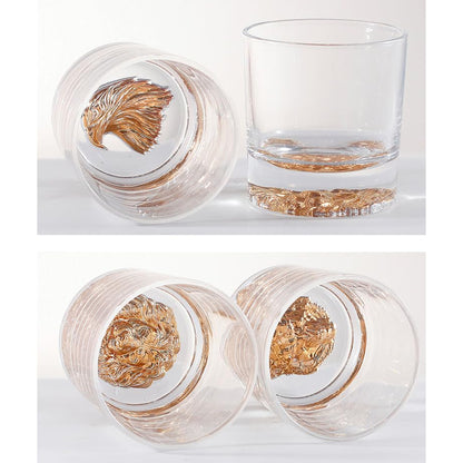 Melbify Gold Animal Combo Whiskey Glasses | Set of 4 | 300 ml | High Balled & Animal Embedded | Ideal for Serving Whiskey, Cognac, Vodka, Gin | Suitable for Home, Restaurants & Bars