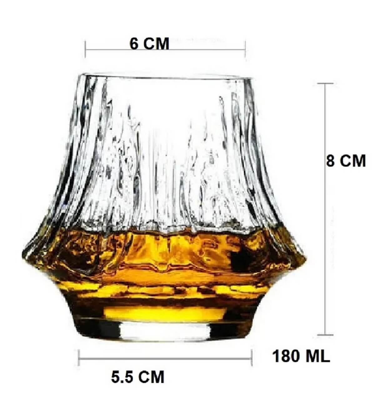 Melbify Japanese Whiskey Glasses | 180 ML | Fuji Whiskey Glasses | Ribbed | Textured| Good | Perfect Snifter Whiskey Glass| Rum Glass