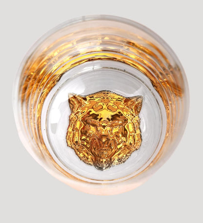 Melbify Gold Animal Combo Whiskey Glasses | Set of 4 | 300 ml | High Balled & Animal Embedded | Ideal for Serving Whiskey, Cognac, Vodka, Gin | Suitable for Home, Restaurants & Bars