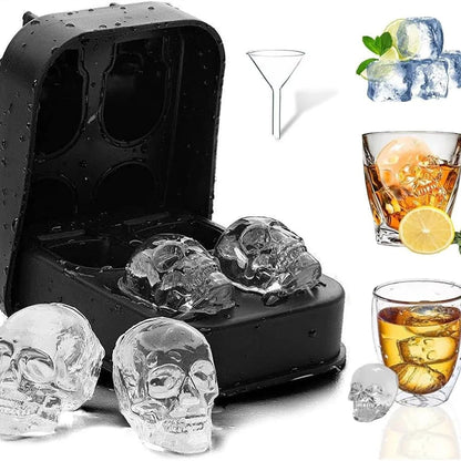 Skull Shape Ice Cube Tray with Funnel