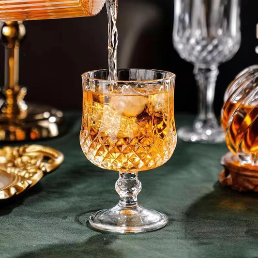 Melbify Diamond Cut Brandy Snifter | 180 ml | Cognac | Tulip Glass | Crystal, Luxury, Large, Elegant, Old Fashioned