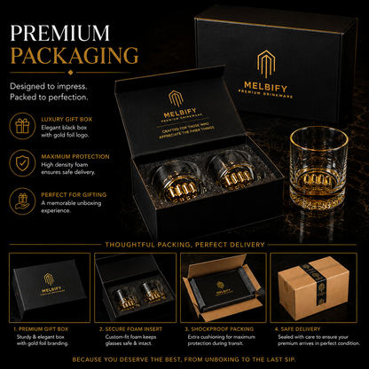 Melbify Boxing Whiskey Glass | 300 ml |Premium | Unique| Big| Broad | Royal | High end| Expensive| Golden Plated Whiskey Glass| Whiskey Glass for Boxing Lovers