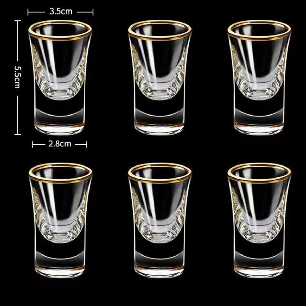 Luxury Gold Rim Shot Glasses | Set of 4 | 50ml | Tequila Glasses | Vodka Shot Glass Set | Jagermeister Shot Glasses| Party Shot Glasses