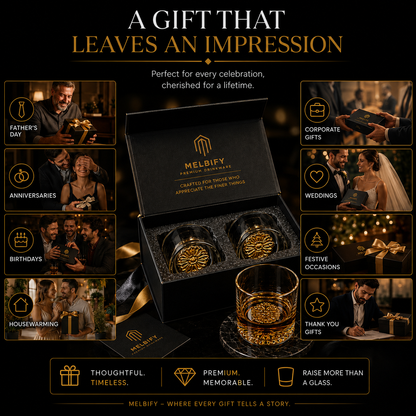 Melbify Italian Petal Whiskey Glasses | Artistic | Elegant | Premium | Royal | Luxurious Designer Whiskey Glasses | High end Expensive Whiskey Glasses with Gold Plated Bottom | 300 ml