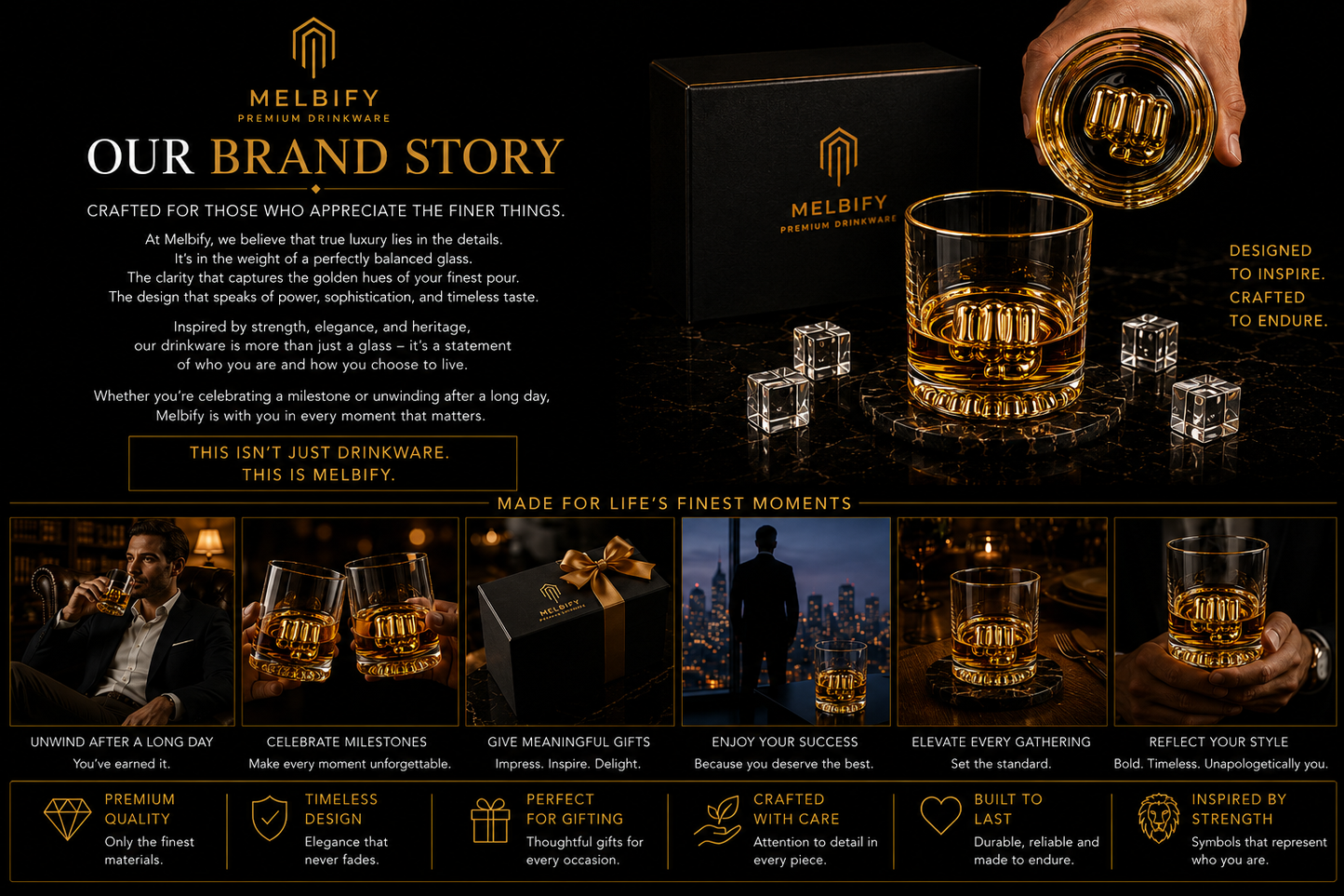 Melbify Boxing Whiskey Glass | 300 ml |Premium | Unique| Big| Broad | Royal | High end| Expensive| Golden Plated Whiskey Glass| Whiskey Glass for Boxing Lovers