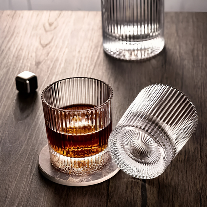 Melbify Ribbed Whiskey Glasses | Volume=310ml | Premium | Rock Glass | Perfect for Whiskey, Scotch, Rum, and Cognac