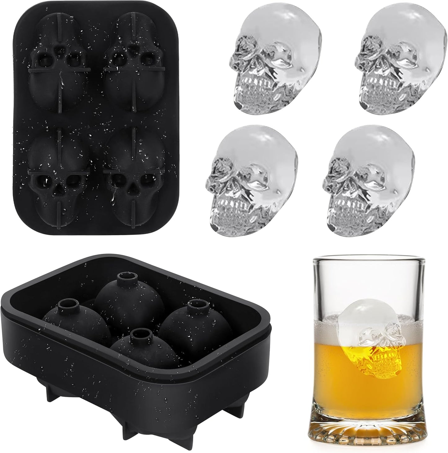 Skull Shape Ice Cube Tray with Funnel