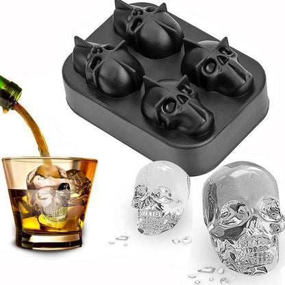 Skull Shape Ice Cube Tray with Funnel