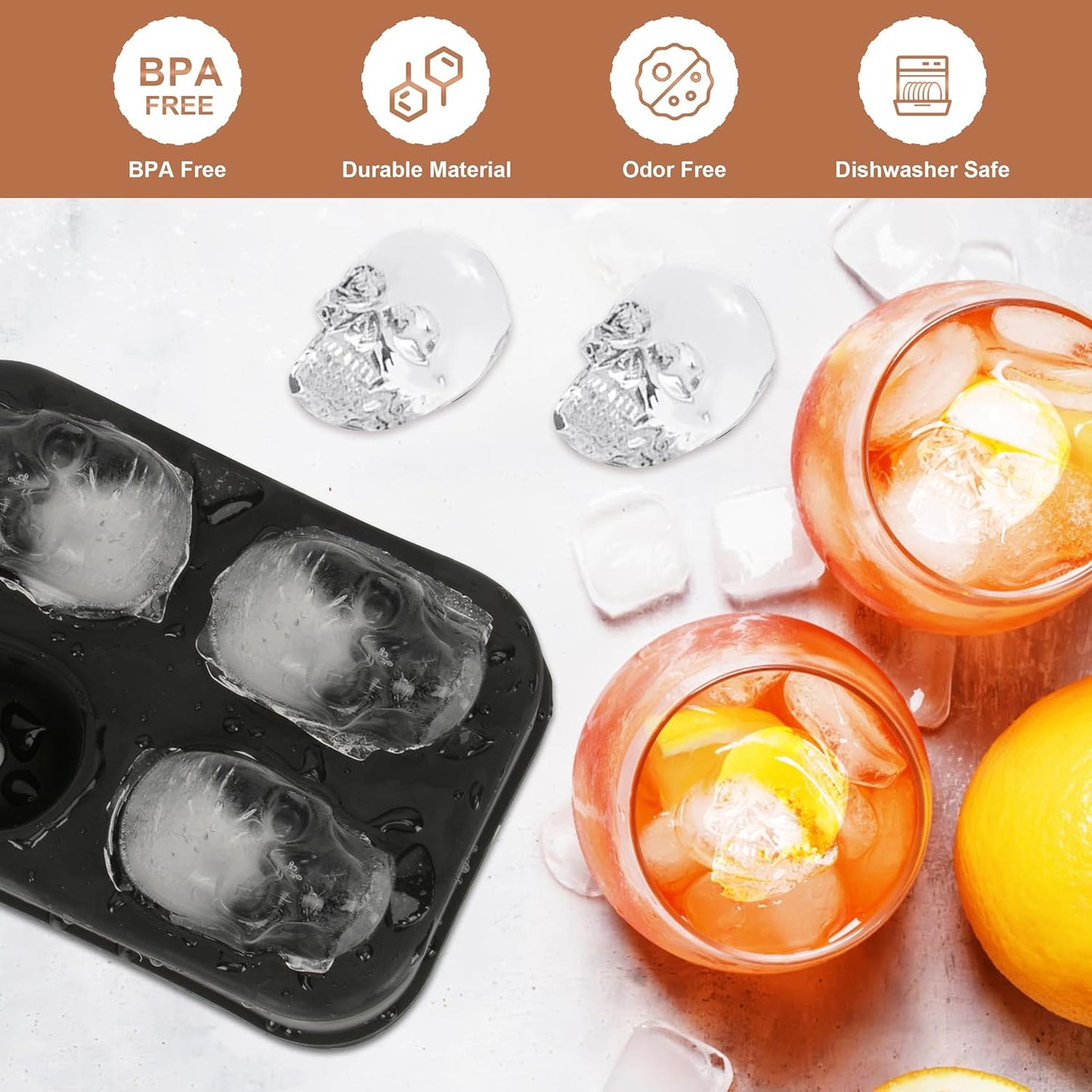 Skull Shape Ice Cube Tray with Funnel