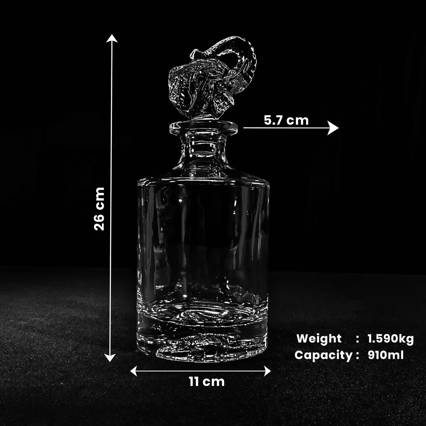 Elephant Whiskey Decanter | 850 ml | Premium Crystal Liquor Decanters with Stopper | Decanter for Liquor, Whiskey, Brandy, Gin, Rum, Scotch,Tequila, Vodka, and Brandy | Gift Set