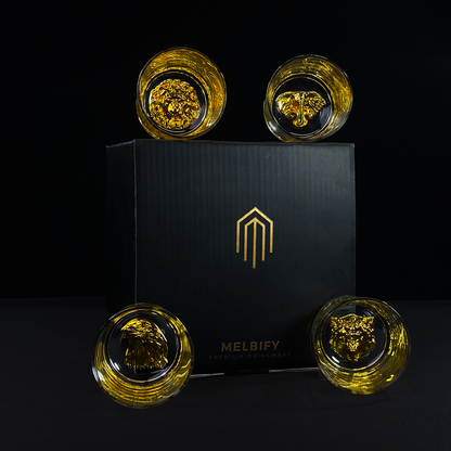 Gold Animal Glass Combo Gift Box - 4 Pcs