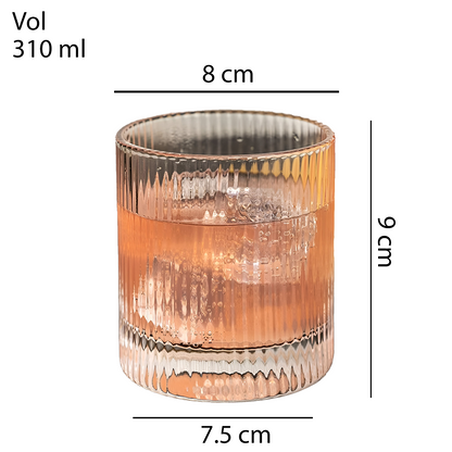 Melbify Ribbed Whiskey Glasses | Volume=310ml | Premium | Rock Glass | Perfect for Whiskey, Scotch, Rum, and Cognac