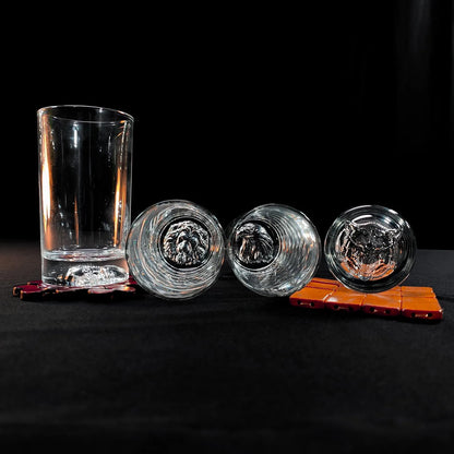 Melbify Animal Pattern Cocktail Glasses | 380 ML | Set of 4 | Premium | Drinking Highball Glass for Cocktails, Mojito, Juice, Water,Beer & Mixed Drinks | Gift Set