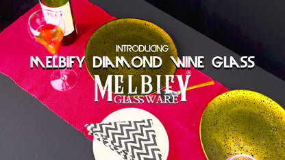 Melbify Diamond Wine Glasses | Volume 190 ml | Wide Mouth Crystal Wine Glass | Luxury Wine Glassware | Fancy Wine Glasses Gift Set | Designer Wine Glasses | Unique & Imported|