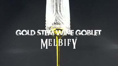 Melbify Gold Stem Wine Goblet | 250 ml | Wide Mouth Crystal Wine Glasses | Luxury Wine Glass Set | Fancy Designer Wine Glasses | Unique Gift Pack