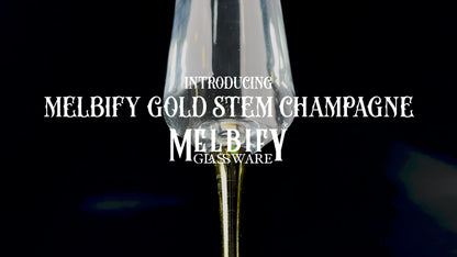 Melbify Gold Stem Champagne Glass | 300 ml | Imported Wine Glasses | Luxury Wine Glass Set | Fancy Designer Wine Glasses | Unique Gift Pack