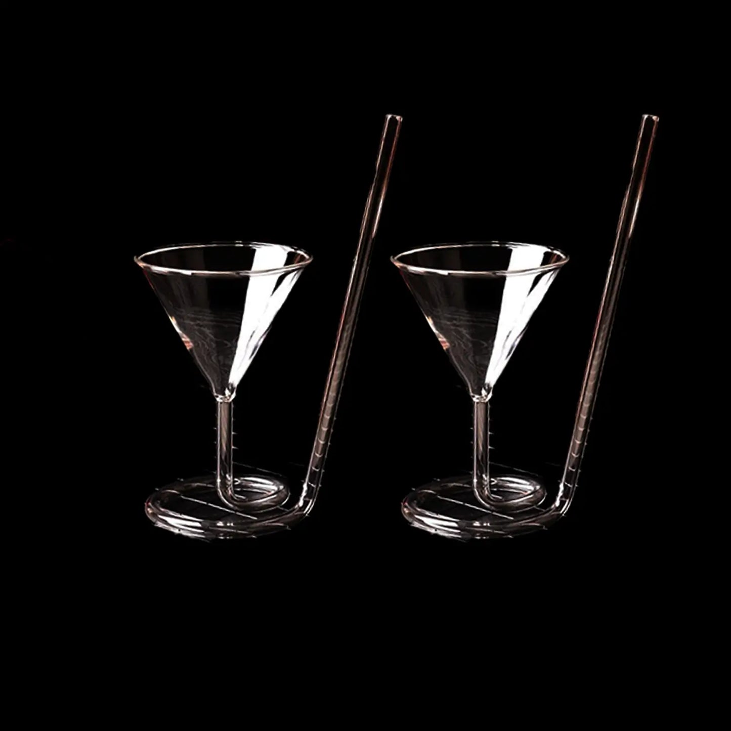 Melbify Roll Sip Cocktail Glass | 200 ML | Spiral Cocktail Glass with Straw| Glass Sipper with Straw| Drinking Glass with Built in Straw | Sipper Martini Glass
