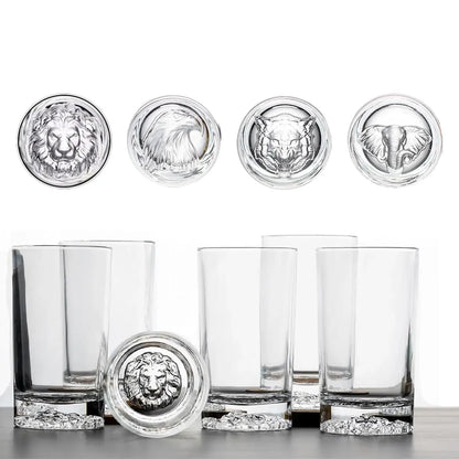 Melbify Animal Pattern Cocktail Glasses | 380 ML | Set of 4 | Premium | Drinking Highball Glass for Cocktails, Mojito, Juice, Water,Beer & Mixed Drinks | Gift Set